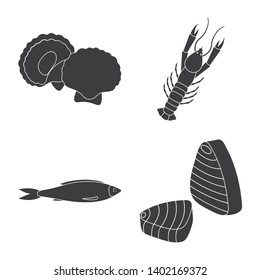 Vector design of market and marine  logo. Set of market and sea stock vector illustration.