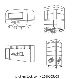 Vector design of market and small icon. Collection of market and food stock symbol for web.