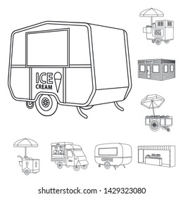 Vector design of market and small logo. Set of market and food vector icon for stock.