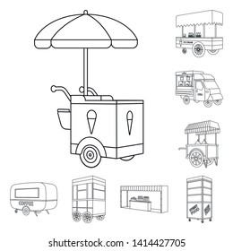 Vector design of market and small sign. Set of market and food stock vector illustration.