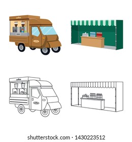 Vector design of marketing and tent icon. Set of marketing and outdoor vector icon for stock.