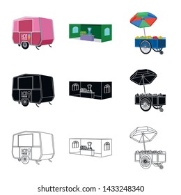 Vector design of marketing and tent logo. Set of marketing and outdoor stock symbol for web.