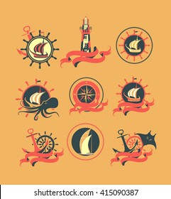 vector design marks on a light background Marine Emblem badges