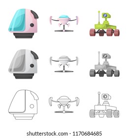 Vector design of mars and space icon. Collection of mars and planet stock symbol for web.