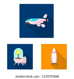 Vector design of mars and space icon. Collection of mars and planet stock symbol for web.