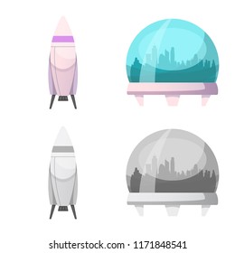 Vector design of mars and space icon. Set of mars and planet stock symbol for web.