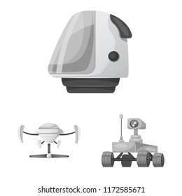 Vector design of mars and space icon. Set of mars and planet vector icon for stock.