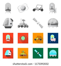Vector design of mars and space icon. Collection of mars and planet stock symbol for web.