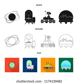 Vector design of mars and space icon. Collection of mars and planet stock symbol for web.