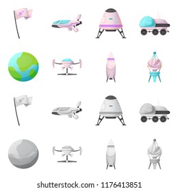 Vector design of mars and space icon. Collection of mars and planet stock symbol for web.