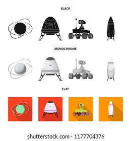 Vector design of mars and space icon. Set of mars and planet stock symbol for web.
