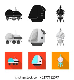 Vector design of mars and space icon. Collection of mars and planet vector icon for stock.