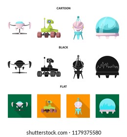 Vector design of mars and space icon. Set of mars and planet stock vector illustration.