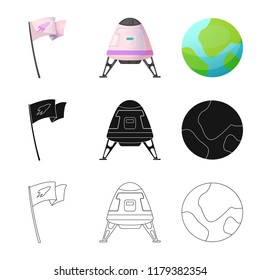 Vector design of mars and space icon. Collection of mars and planet stock vector illustration.