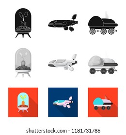 Vector design of mars and space icon. Set of mars and planet stock vector illustration.