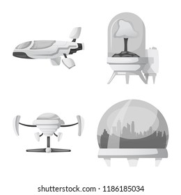 Vector design of mars and space icon. Collection of mars and planet vector icon for stock.