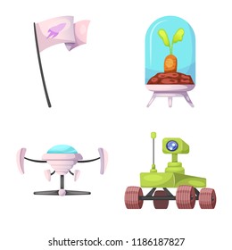 Vector design of mars and space icon. Set of mars and planet vector icon for stock.