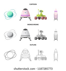 Vector design of mars and space icon. Collection of mars and planet stock vector illustration.