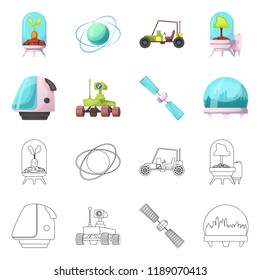 Vector design of mars and space icon. Set of mars and planet stock vector illustration.