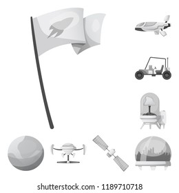 Vector design of mars and space icon. Set of mars and planet stock vector illustration.