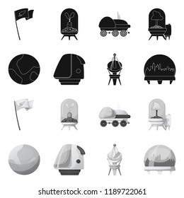 Vector design of mars and space icon. Collection of mars and planet vector icon for stock.