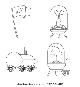 Vector design of mars and space icon. Set of mars and planet vector icon for stock.