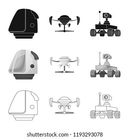 Vector design of mars and space icon. Set of mars and planet vector icon for stock.