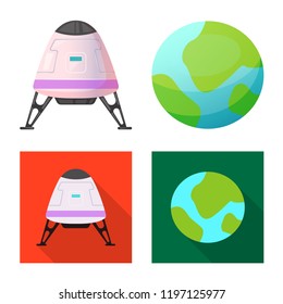 Vector design of mars and space icon. Set of mars and planet stock symbol for web.