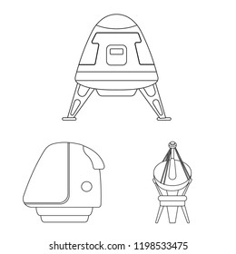 Vector design of mars and space icon. Set of mars and planet vector icon for stock.