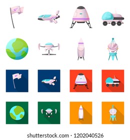 Vector design of mars and space icon. Set of mars and planet stock symbol for web.