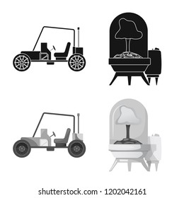 Vector design of mars and space icon. Set of mars and planet vector icon for stock.