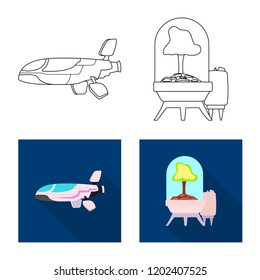 Vector design of mars and space icon. Collection of mars and planet stock symbol for web.
