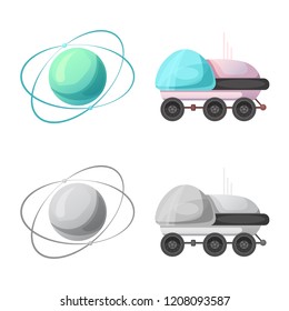 Vector design of mars and space icon. Set of mars and planet stock vector illustration.