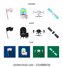 Vector design of mars and space icon. Collection of mars and planet vector icon for stock.