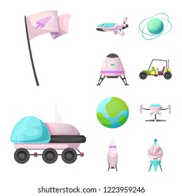 Vector design of mars and space icon. Set of mars and planet vector icon for stock.
