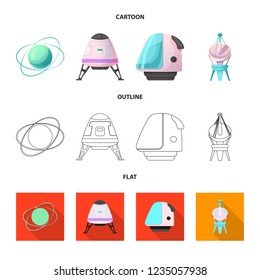 Vector design of mars and space icon. Set of mars and planet vector icon for stock.