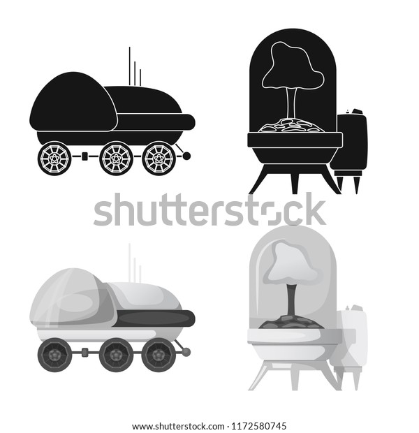 Vector design of mars and space icon. Set of\
mars and planet stock symbol for\
web.