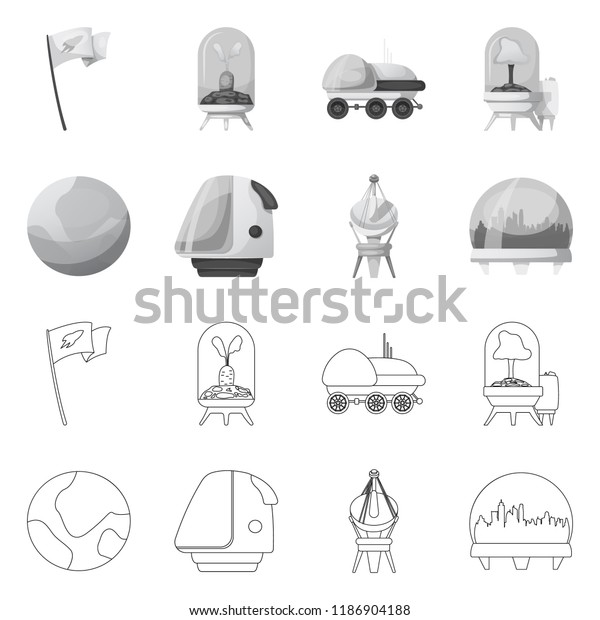 Vector design of mars and space icon. Set of\
mars and planet vector icon for\
stock.