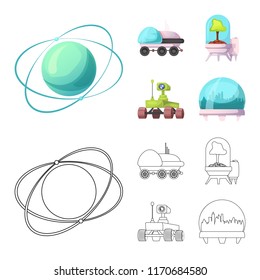 Vector design of mars and space logo. Set of mars and planet stock symbol for web.