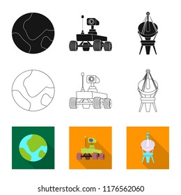 Vector design of mars and space logo. Collection of mars and planet stock symbol for web.