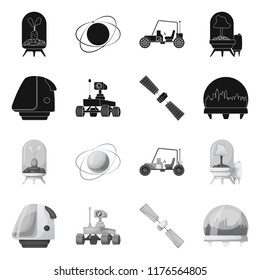 Vector design of mars and space logo. Collection of mars and planet stock symbol for web.