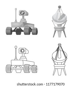 Vector design of mars and space logo. Collection of mars and planet vector icon for stock.