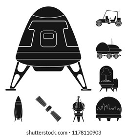 Vector design of mars and space logo. Set of mars and planet stock symbol for web.