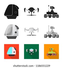 Vector design of mars and space logo. Set of mars and planet stock symbol for web.