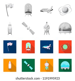 Vector design of mars and space logo. Collection of mars and planet stock symbol for web.