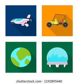 Vector design of mars and space logo. Set of mars and planet stock symbol for web.