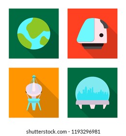 Vector design of mars and space logo. Set of mars and planet vector icon for stock.