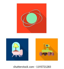 Vector design of mars and space logo. Set of mars and planet stock vector illustration.