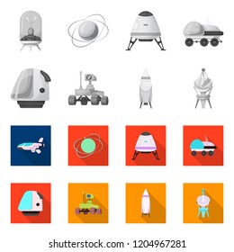 Vector design of mars and space logo. Collection of mars and planet stock symbol for web.