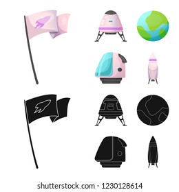 Vector design of mars and space logo. Set of mars and planet vector icon for stock.